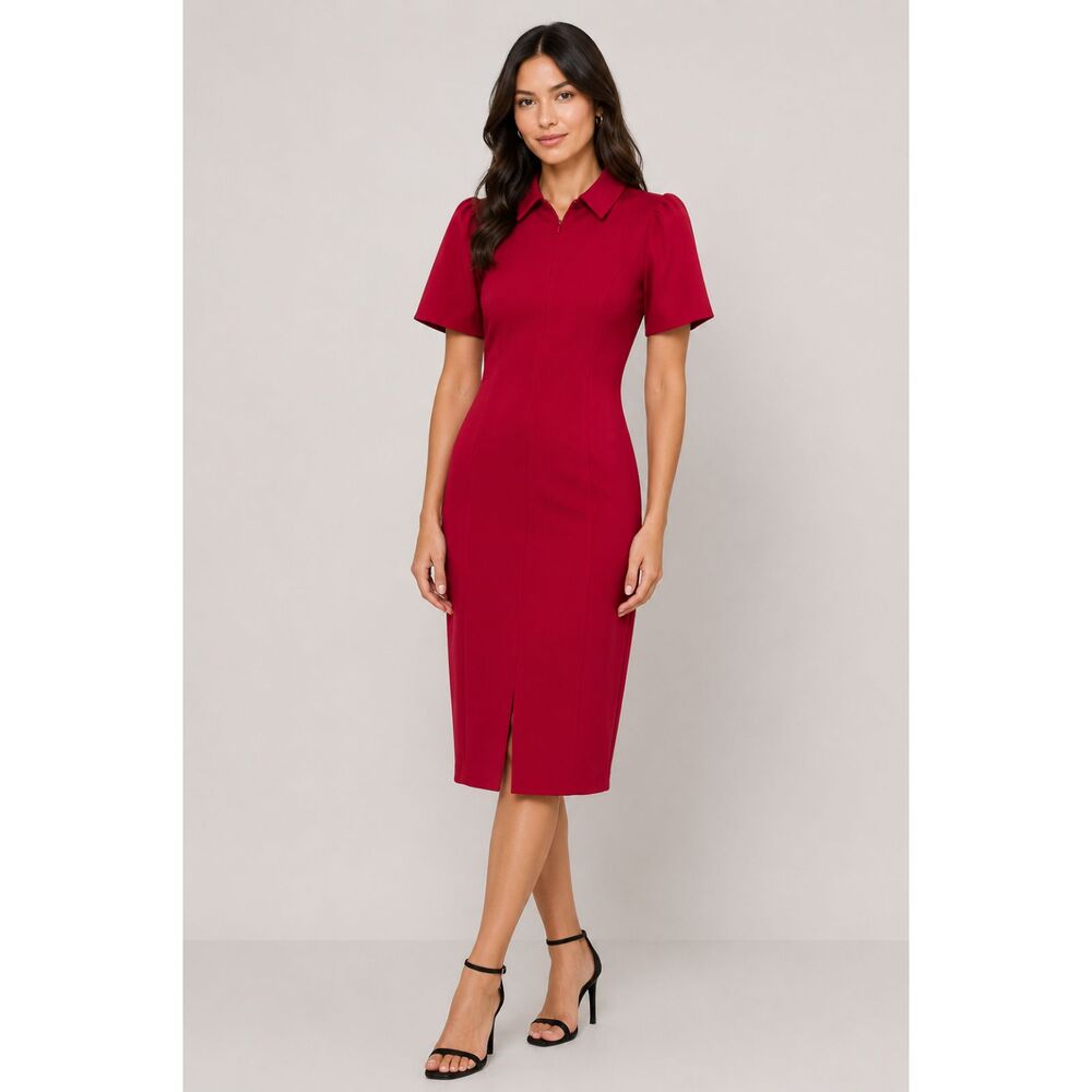DRESS THE POPULATION Gloria Sheath Dress In Garnet XS